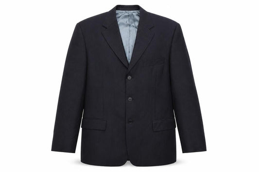Front view of Marks & Spencer men’s blue striped jacket blazer, size 40