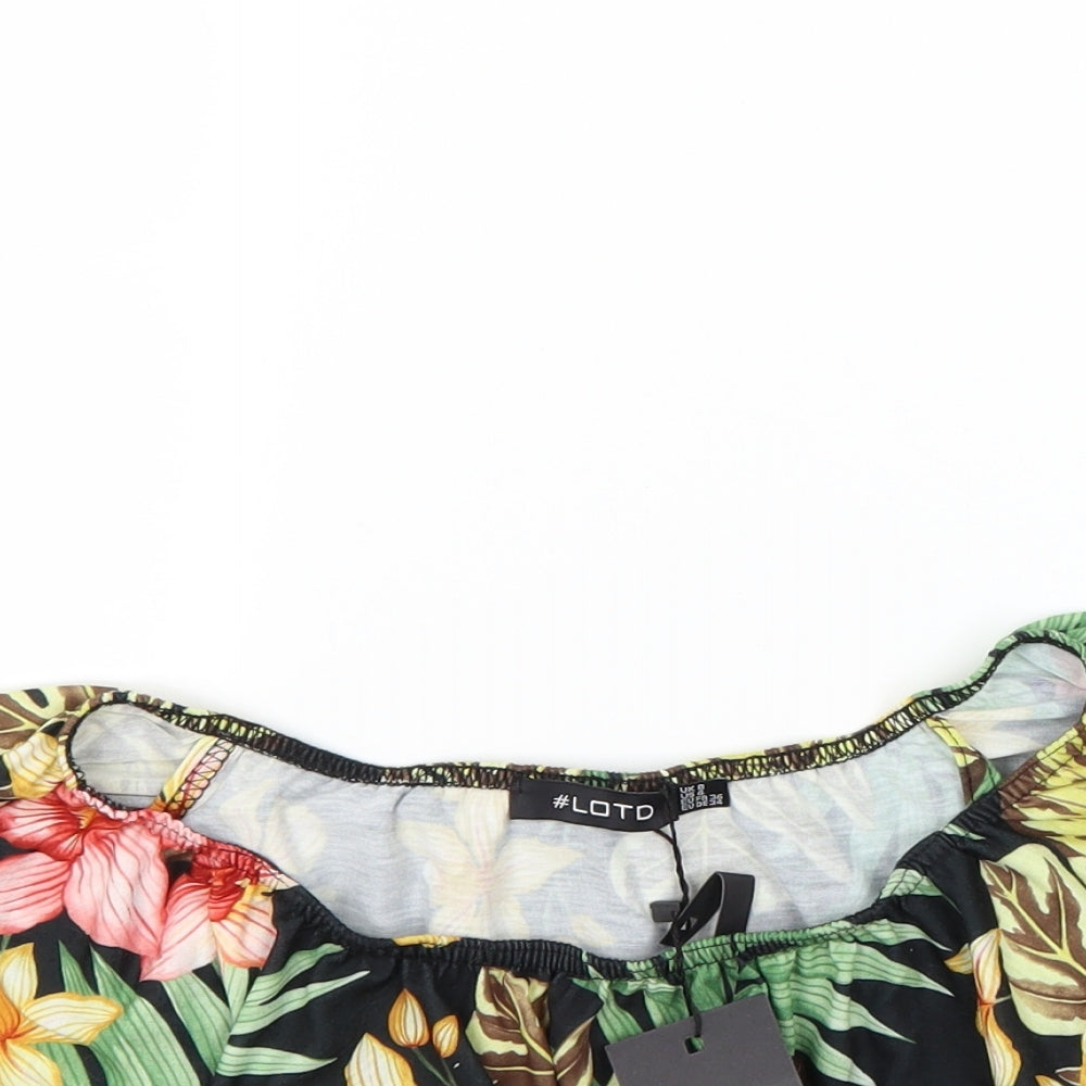 lotd Womens Multicoloured Floral  Cropped Blouse Size 8