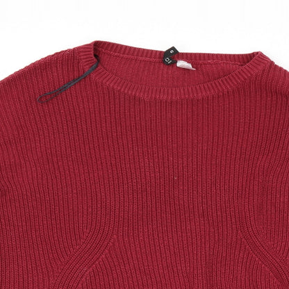 Close-up detail of H&M women’s red jumper, size S