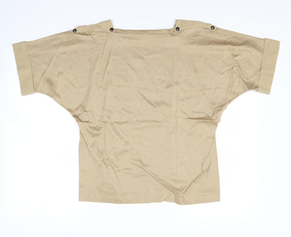Back view of Preworn women’s brown basic t-shirt, size UK 12