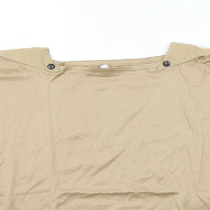 Close-up detail of Preworn women’s brown basic t-shirt, size UK 12