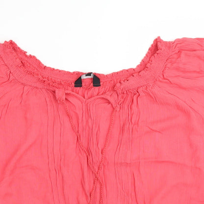 Close-up detail of New Look women’s pink basic blouse, size UK 12