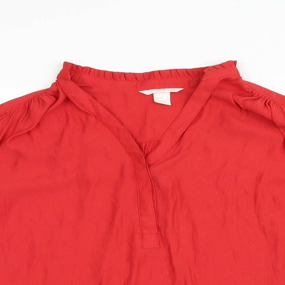 H&M Womens Red  Mesh Basic Blouse Size 6