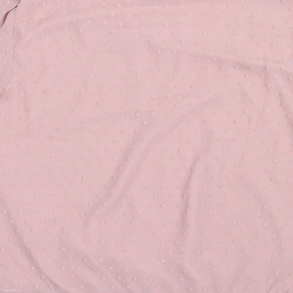 Brand and care label for Soon women’s pink mesh basic blouse, size UK 8, - elastic sleeves and bottom