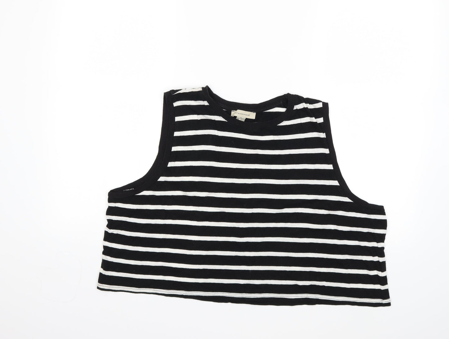 Atmosphere Womens Black Striped  Basic Tank Size XL