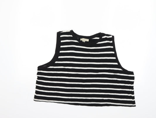Atmosphere Womens Black Striped  Basic Tank Size XL