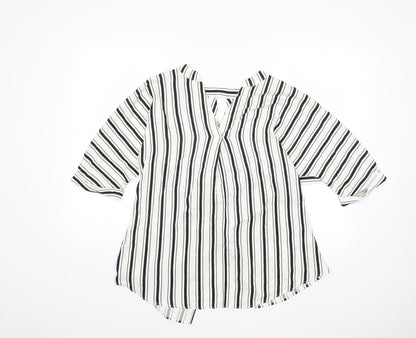 Additional front view of River Island women’s white striped basic blouse, size UK 10