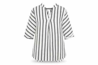 Front view of River Island women’s white striped basic blouse, size UK 10
