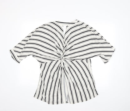 Back view of River Island women’s white striped basic blouse, size UK 10