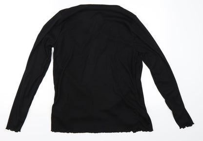 Back view of Boohoo women’s black cardigan jumper, size UK 12