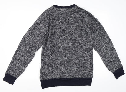 Back view of Easy men’s blue pullover sweatshirt, size S