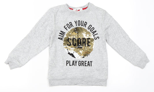 H&M Girls Grey   Pullover Sweatshirt Size 5-6 Years