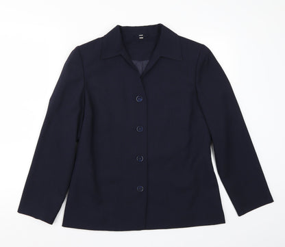 Additional front view of Preworn women’s blue jacket blazer, size UK 12