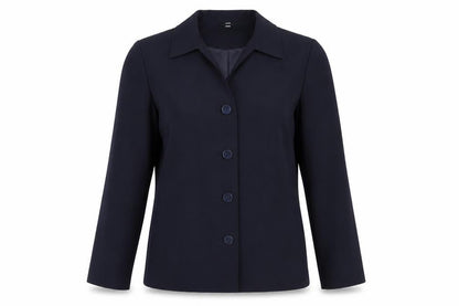 Front view of Preworn women’s blue jacket blazer, size UK 12