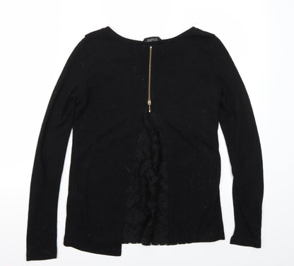 Back view of Dorothy Perkins women’s black basic t-shirt, size UK 10