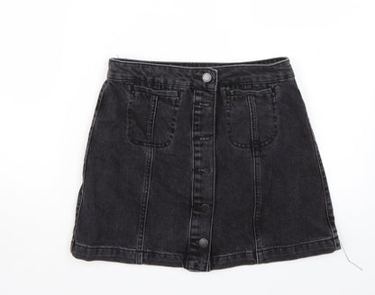 Additional front view of Topshop women’s grey a-line skirt, size UK 8