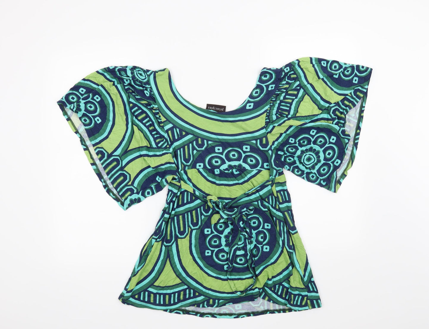 Principles Womens Blue Geometric  Basic Blouse Size 12