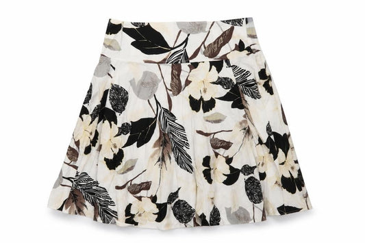 Front view of Fosby women’s white floral a-line skirt