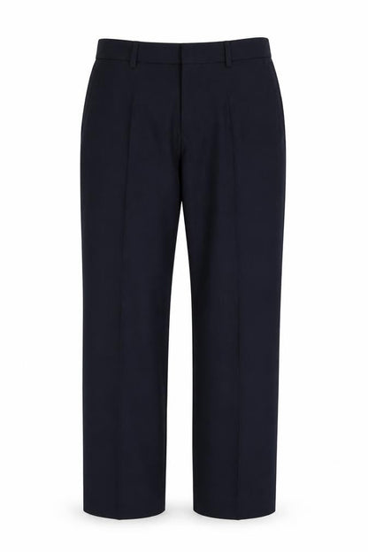 Front view of Preworn women’s blue trousers, size UK 30, 30-inch leg