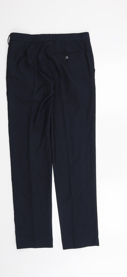 Back view of Preworn women’s blue trousers, size UK 30, 30-inch leg