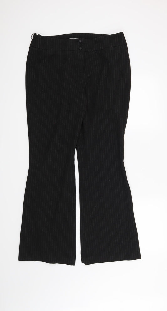 Marks and Spencer Womens Black Striped  Trousers  Size 16 L30 in
