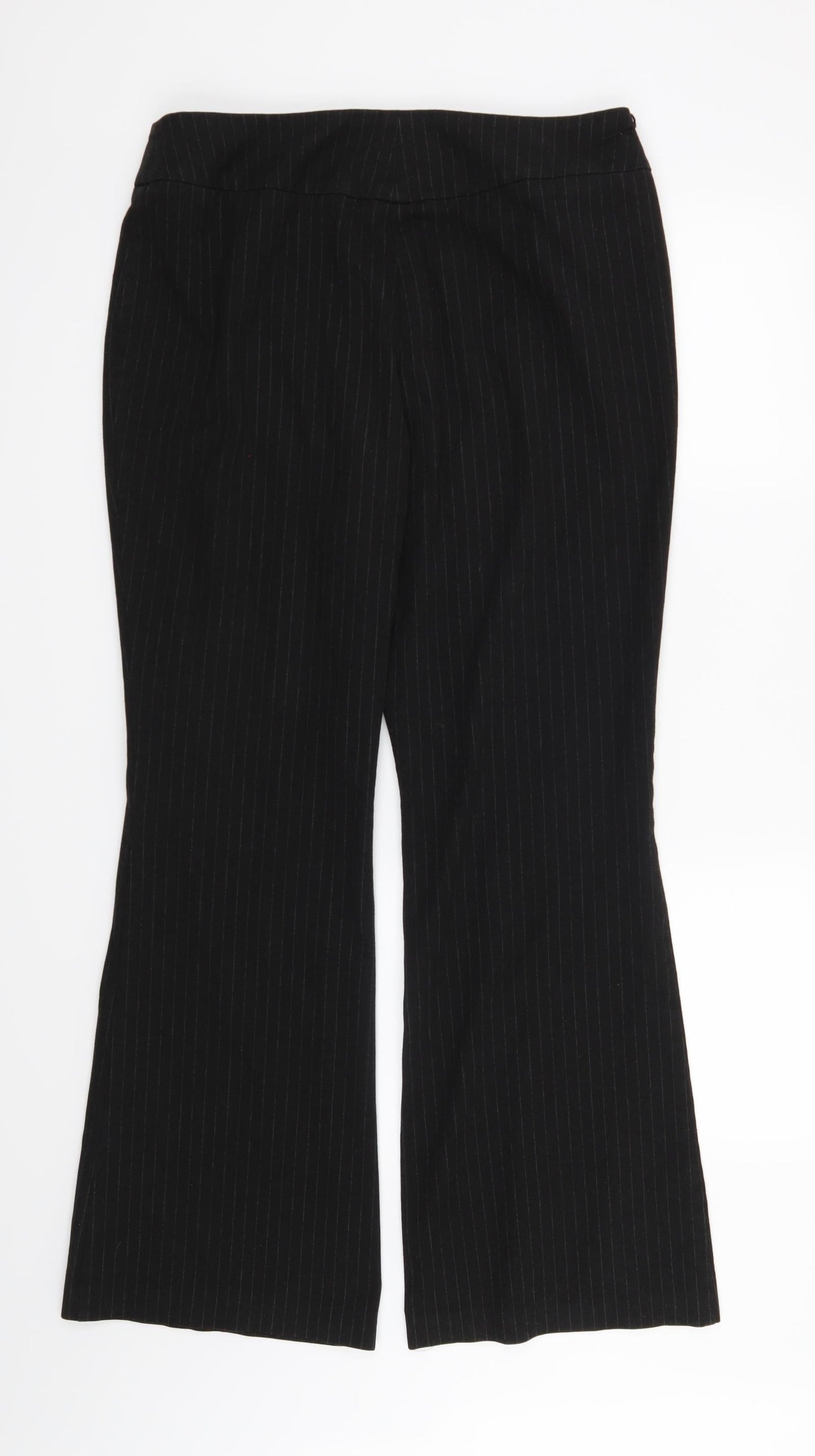 Marks and Spencer Womens Black Striped  Trousers  Size 16 L30 in