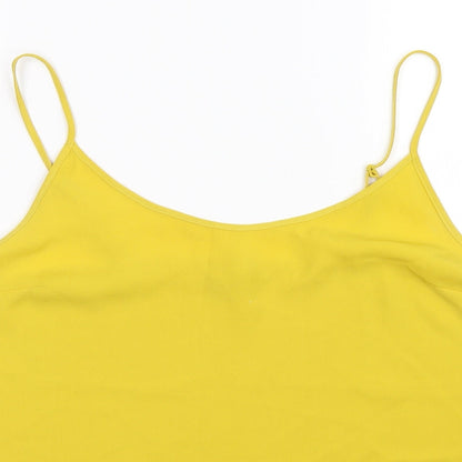 Close-up detail of Next women’s yellow basic tank, size UK 14