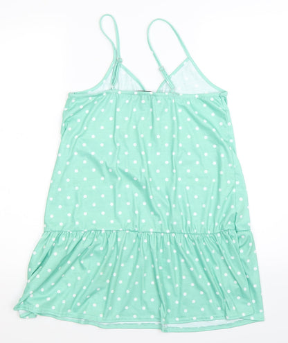 Back view of In the Style women’s green polka dot basic tank, size UK 8
