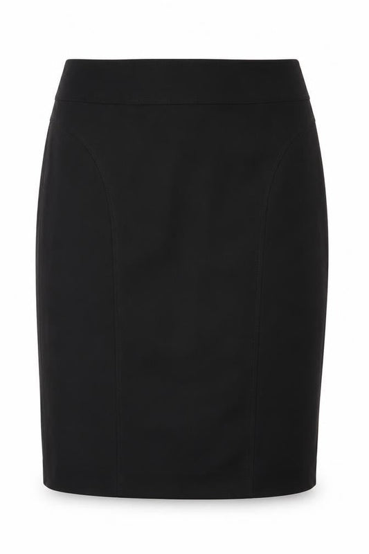 Front view of EVIE women’s black straight & pencil skirt, size UK 10