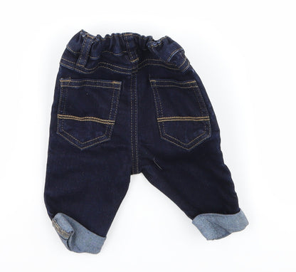 Back view of Next Baby Blue Denim Capri Jeans, size 3-6, Months
