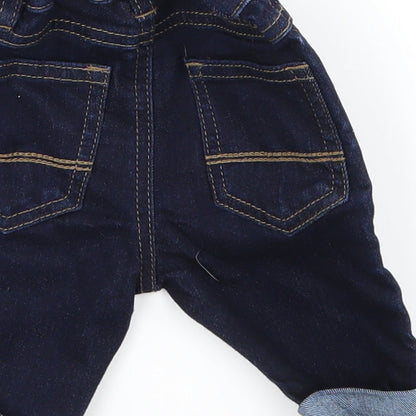 Brand and care label for Next Baby Blue Denim Capri Jeans, size 3-6, Months