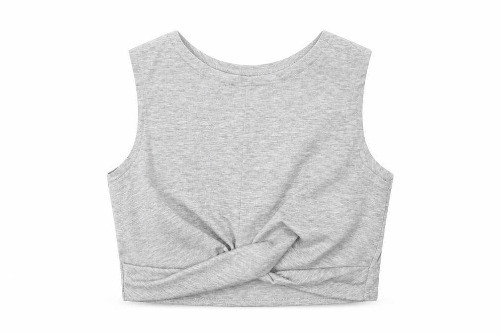 SheIn Womens Grey   Cropped Tank Size M  - Tie Front