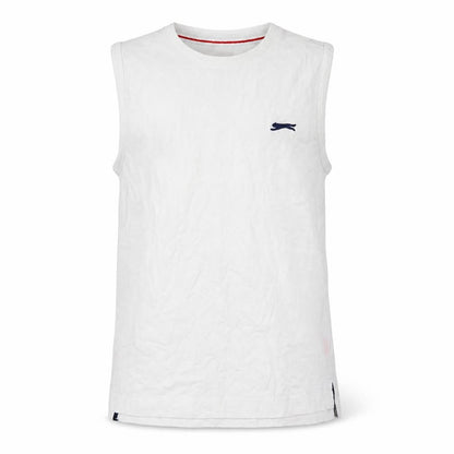 Front view of Slazenger boys’ white basic tank, size 9-10, years