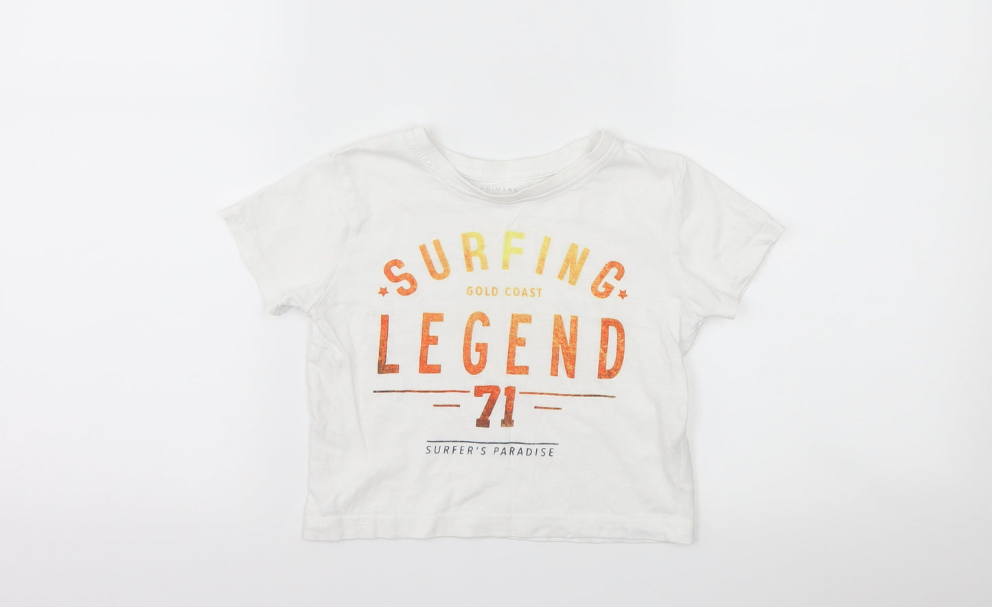 Primark Boys White   Basic T-Shirt Size 18-24 Months  - slogan