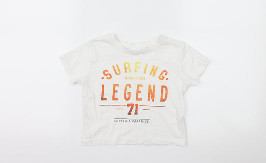 Primark Boys White   Basic T-Shirt Size 18-24 Months  - slogan