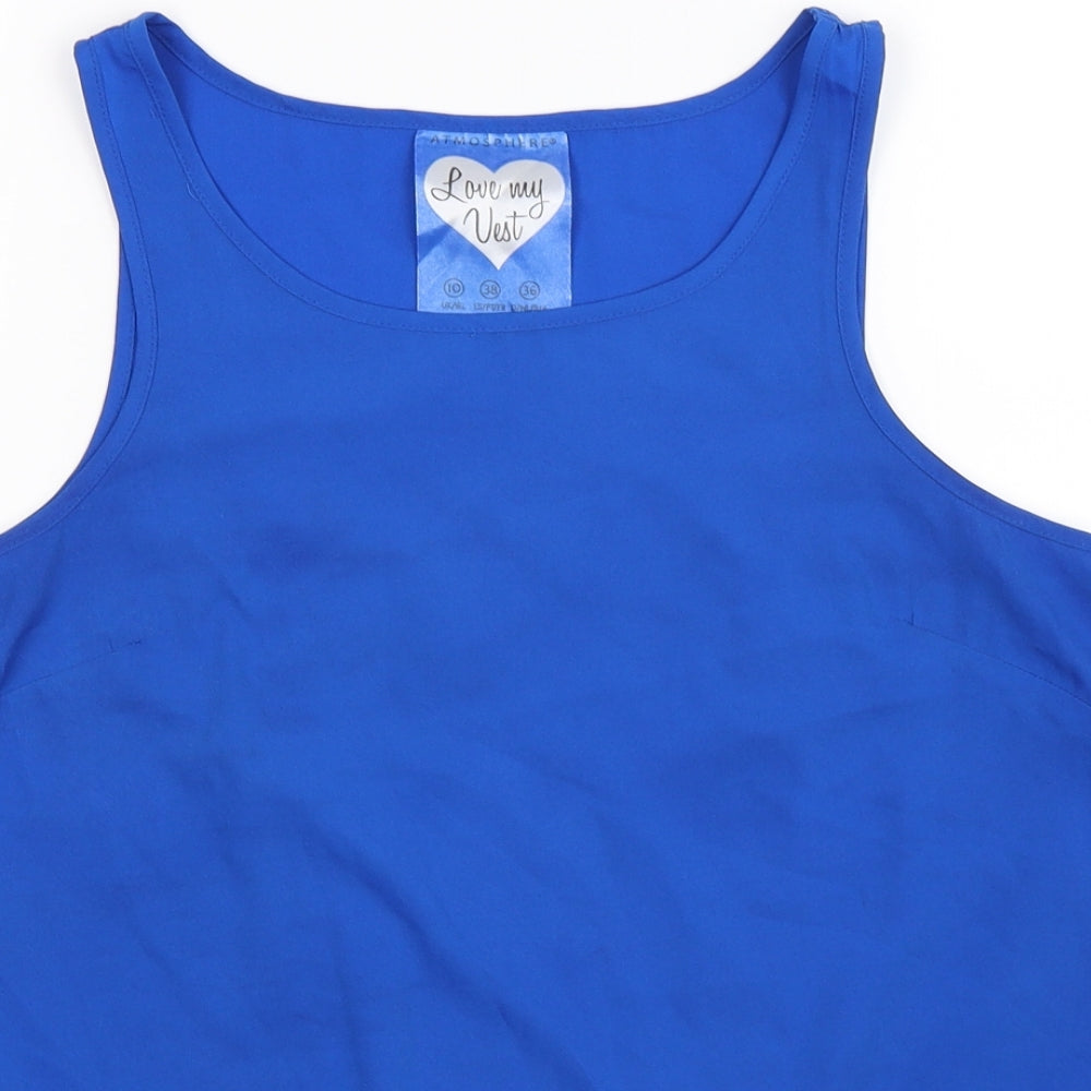 Atmosphere Womens Blue  Satin Tunic Tank Size 10