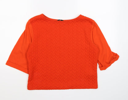 Additional front view of H&M women’s orange striped jersey jumper, size M
