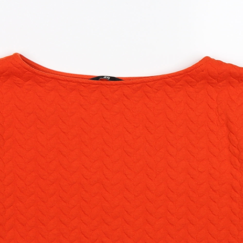 H&M Womens Orange Striped Jersey Pullover Jumper Size M
