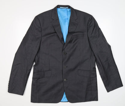 Additional front view of Next men’s grey striped jacket suit jacket, size 42, - tailored