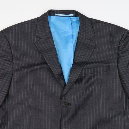 Close-up detail of Next men’s grey striped jacket suit jacket, size 42, - tailored