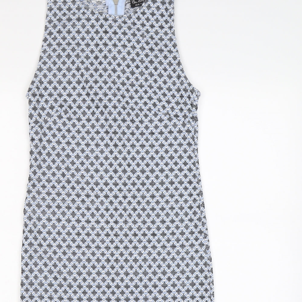 Miss Selfridge Womens Blue Geometric  Bodycon  Size 12