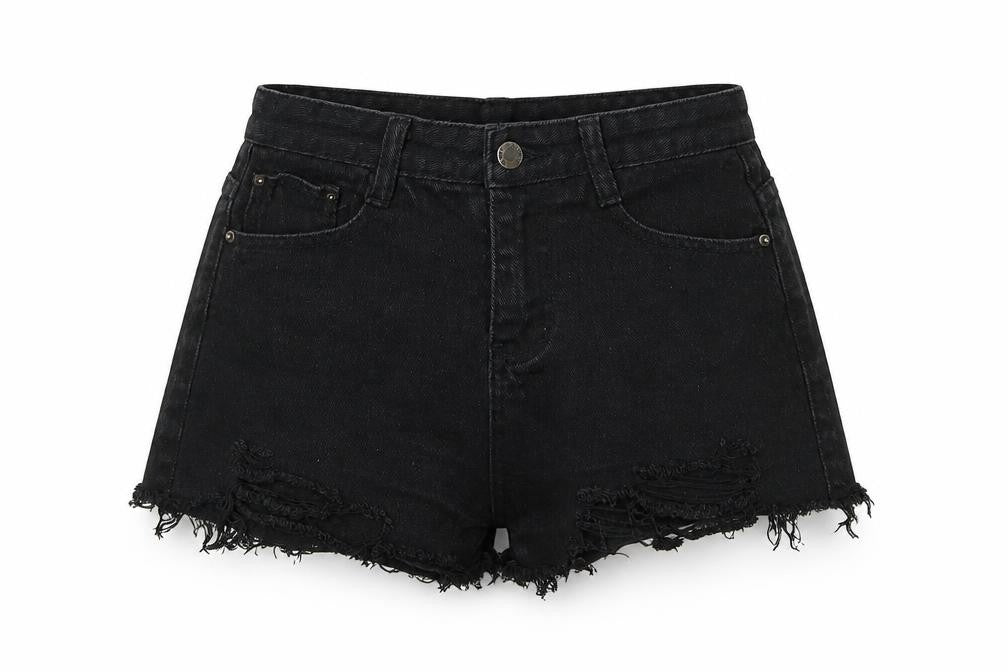 Falmer Heritage Womens Black  Denim Hot Pants Shorts Size S