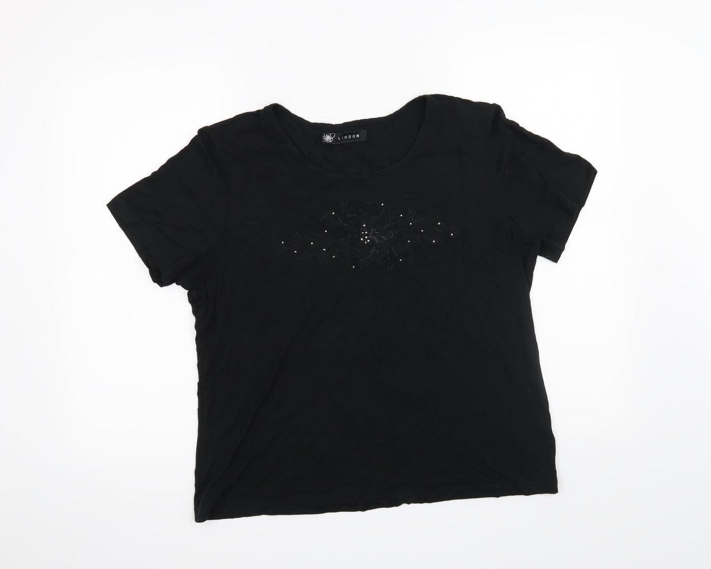 Lindon Womens Black   Basic T-Shirt Size 2XL