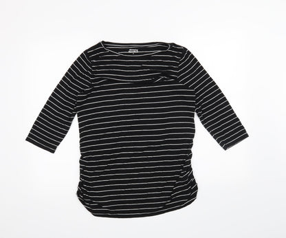 Additional front view of Blooming Marvellous women’s black striped basic t-shirt, size M