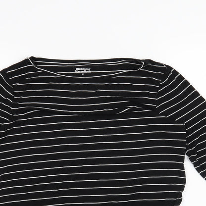 Close-up detail of Blooming Marvellous women’s black striped basic t-shirt, size M