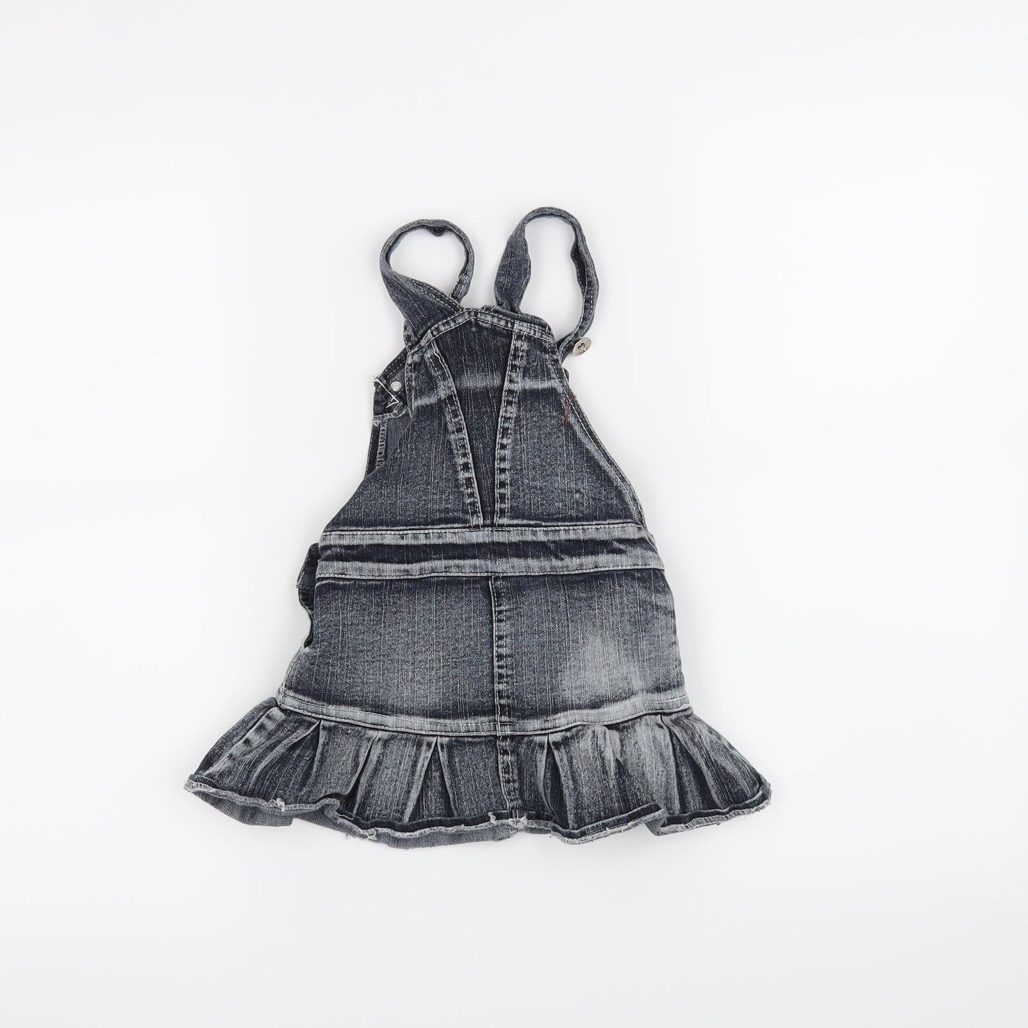 Preworn Girls Grey Houndstooth  Pinafore/Dungaree Dress  Size 12 Months