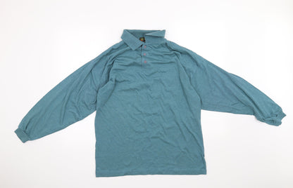 Front view of Paolo Borghesi men’s blue button-up, size L