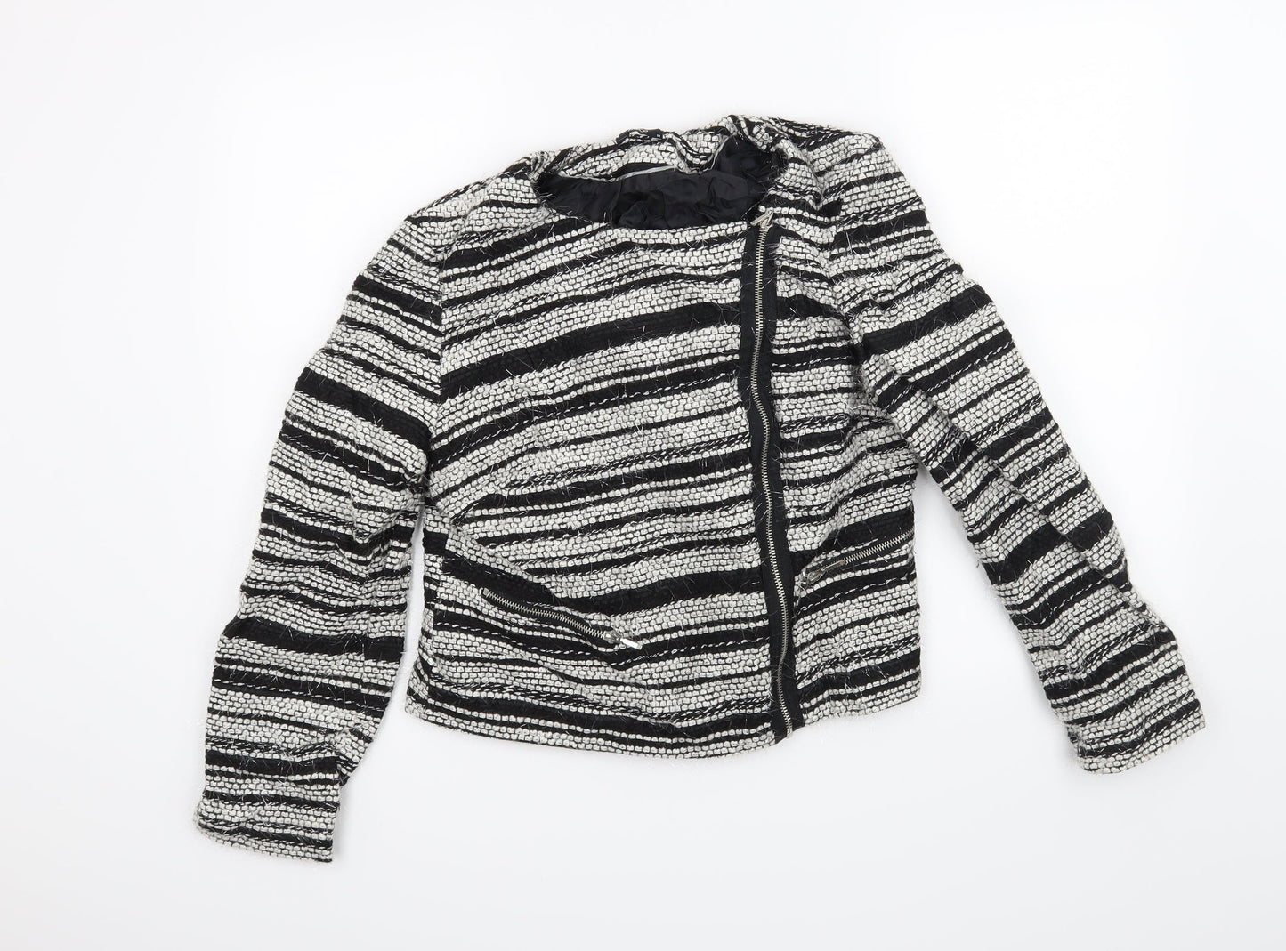 M&Co Womens Black Striped  Jacket Coat Size 14