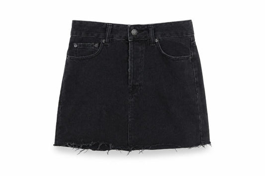 Front view of Bershka women’s black mini skirt, size UK 8