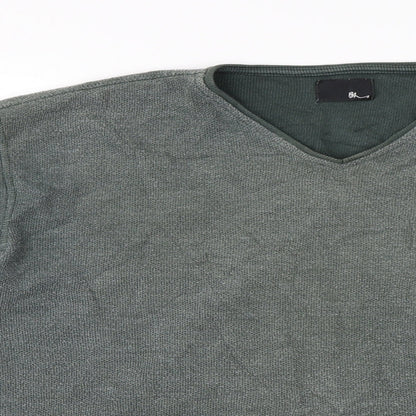 Close-up detail of BHS men’s green jumper, size S